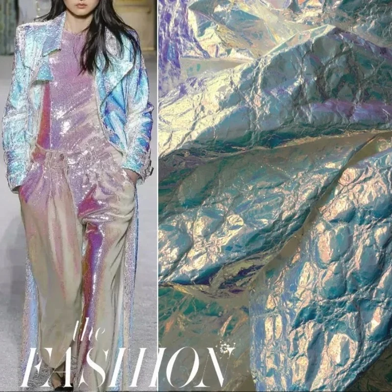 

Пленка из ТПУ, кожаная водонепроницаемая семицветная иллюзия, лазерная ткань, дизайн одежды, платье, модный материал для шитья своими руками по дворам