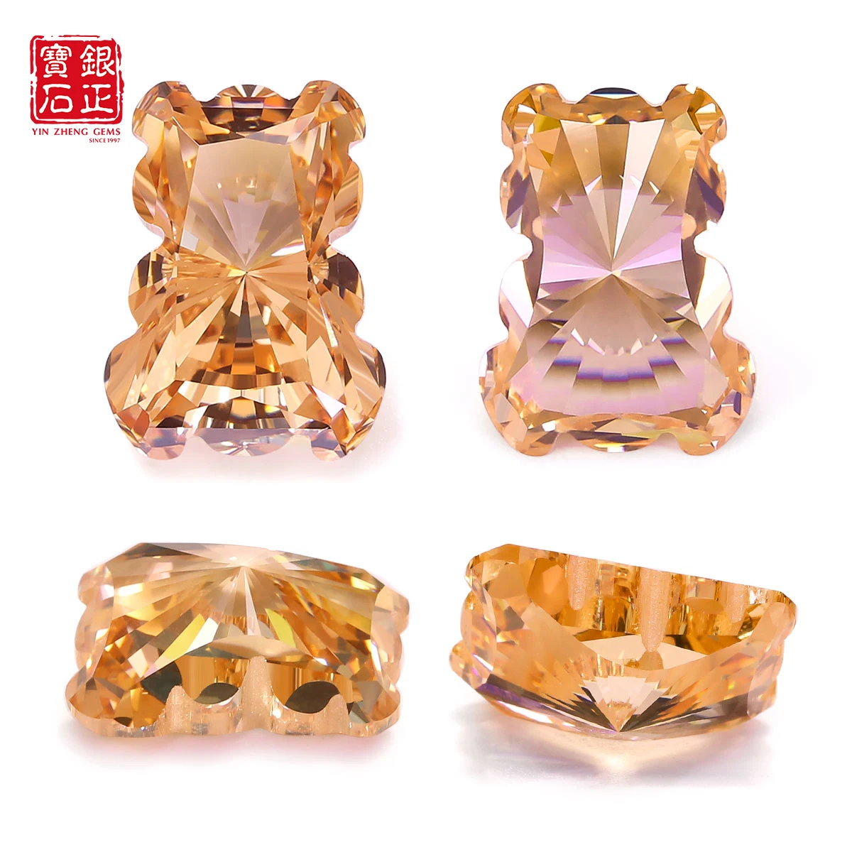 7.5x10mm AAAAA Bear Shape Champagne Cubic Zirconia Stone Loose Gemstore Various Colors Making Ring Earring CZ Synthetic Gems