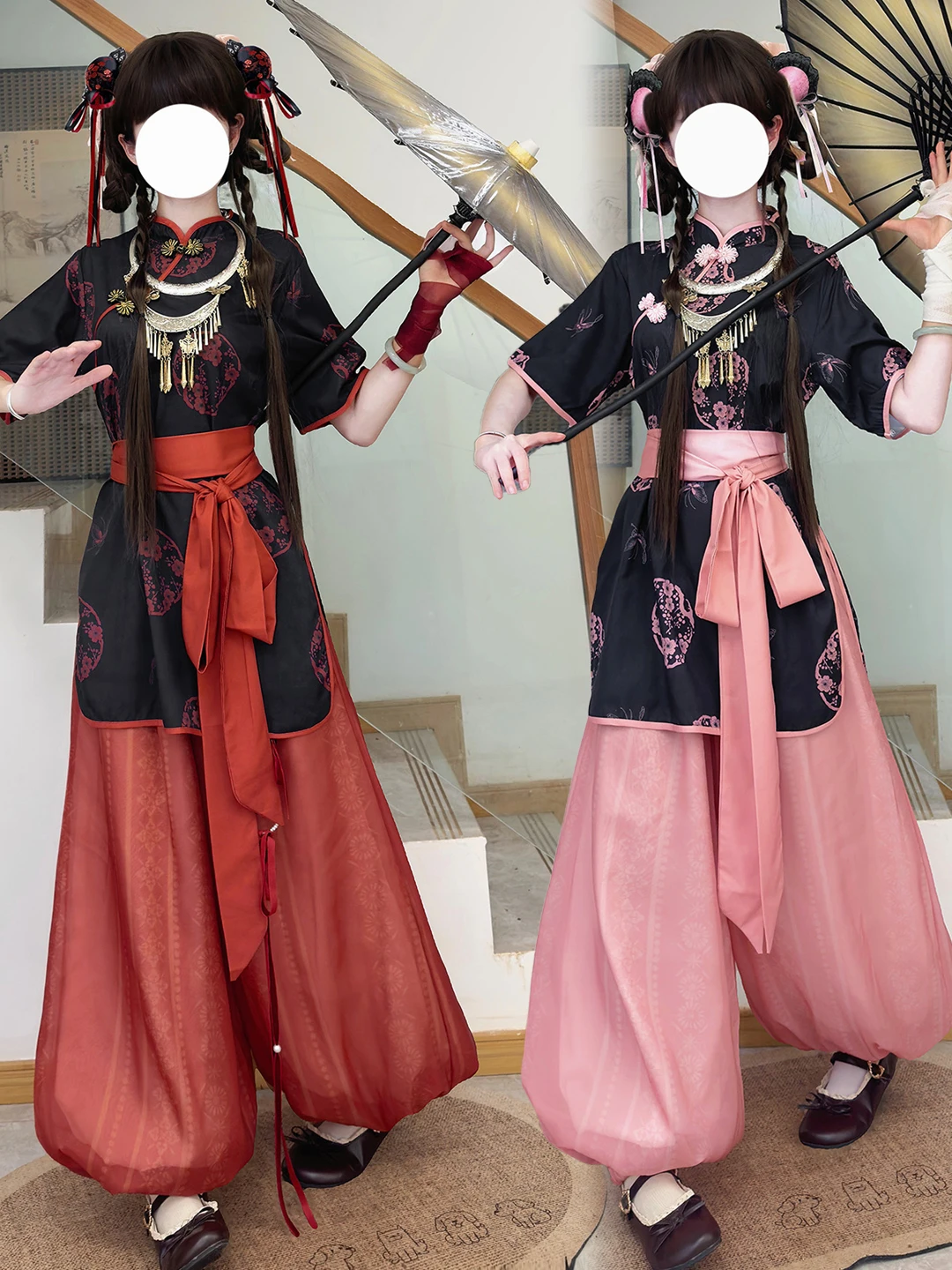 Original Chinese  Small Kitchen Girl Stand Collar Lantern Pants Slim Fit Cosplay Hanfu Daily Commute Women's Clothing