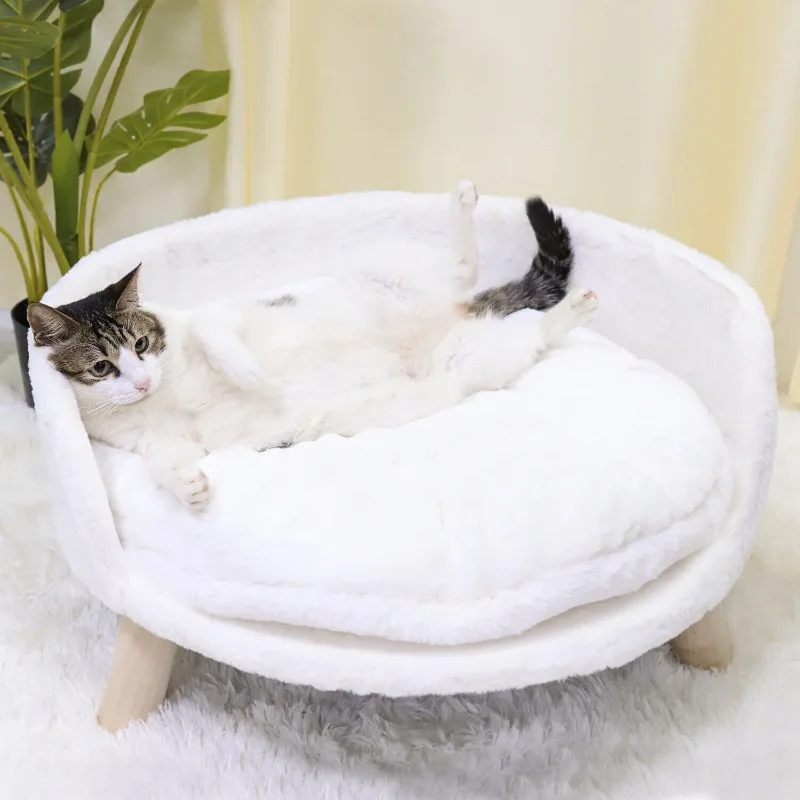 

Pet Sofa Bed Raised Cat Chair Small Dog Couch Bed Removable Cushion Sleep House