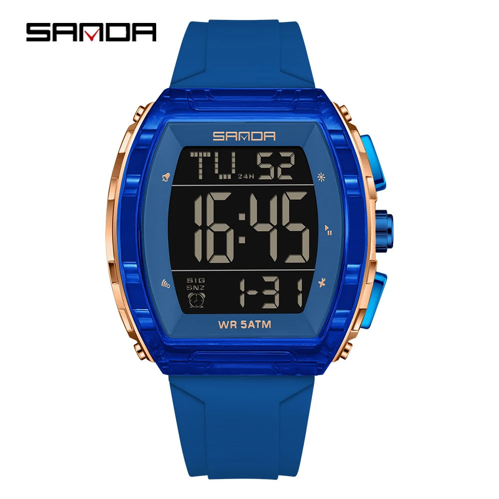 

SANDA SD6286 Мужские электронные цифровые часы Спортивные многофункциональные водонепроницаемые светодиодные модные часы обратного отсчета