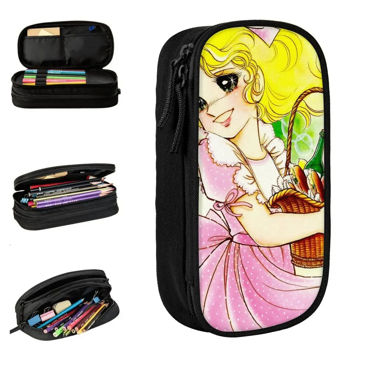Candy Candy Manga Pencil Cases Lovely Pen Holder Pencil Bags for Student Large Storage Office Zipper Pencilcases