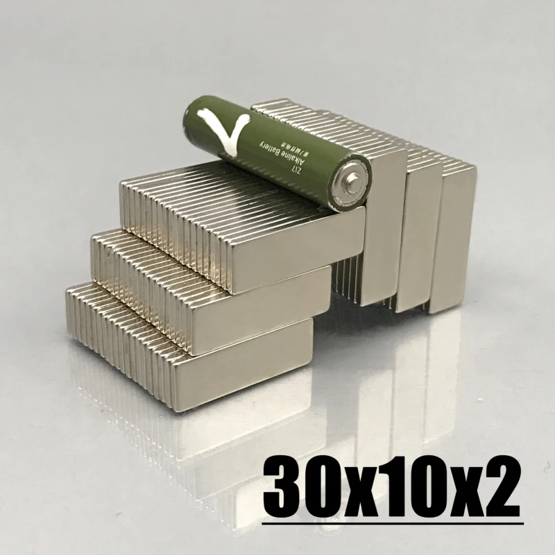 100pcs 30x10x2mm Magnet N35 NdfeB Neodymium Magnet Rectangular Shape Permanent Magnetic Imanes Magnets 30*10*2 Magnet Accessory