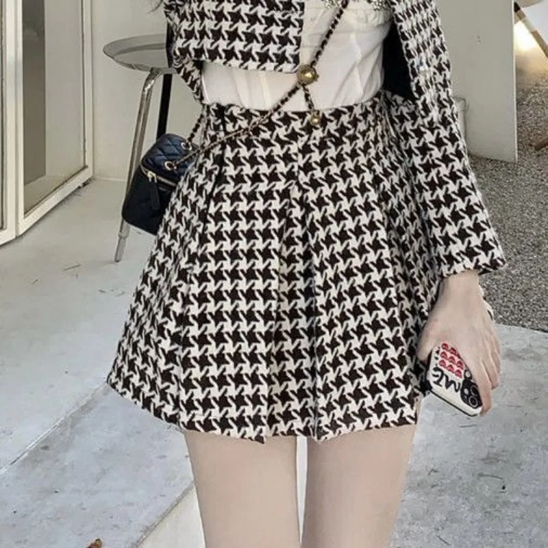 Autumn Wear Complete Short Dress Set Women\'s Fashion Two-piece Suits Girls Hong Kong Style Retro Chic New Jacket Pleated Skirt