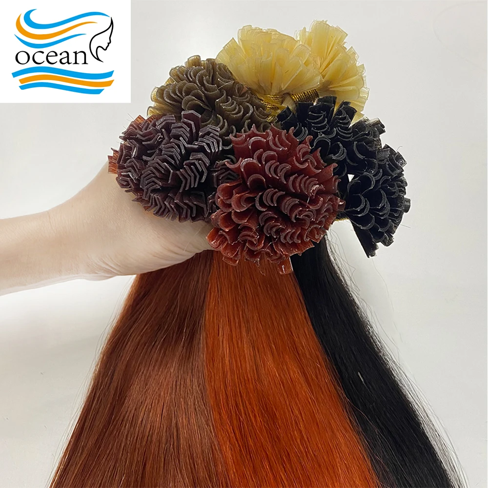 U팁 헤어 익스텐션 인모 U팁 여성용 베트남산 버진 컬러 프리 본디드 헤어 익스텐션 45g/90g 케라틴 팁 헤어