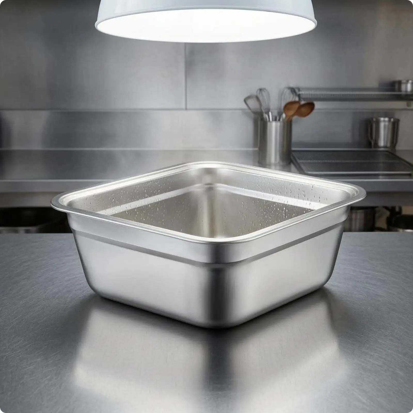 Stainless Steel Square Basin Smooth Finish Utility Wash Bowl for Food Preparation and Storage