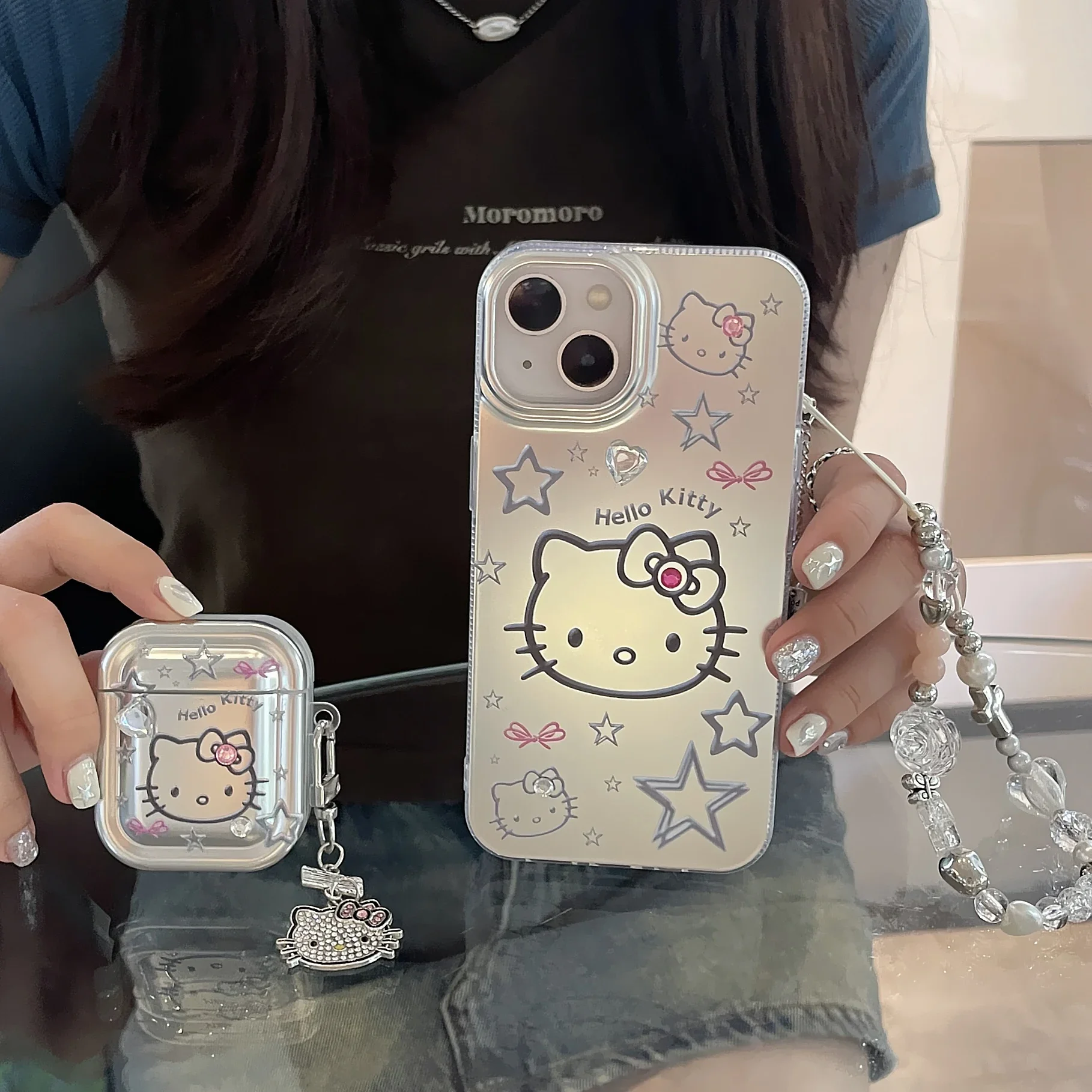 Cute Hellos Kitties with Lanyard for AirPods1 2 3 Case AirPods Pro 2 Case IPhone Earphone Accessories Air Pod Luxury Metal Cover
