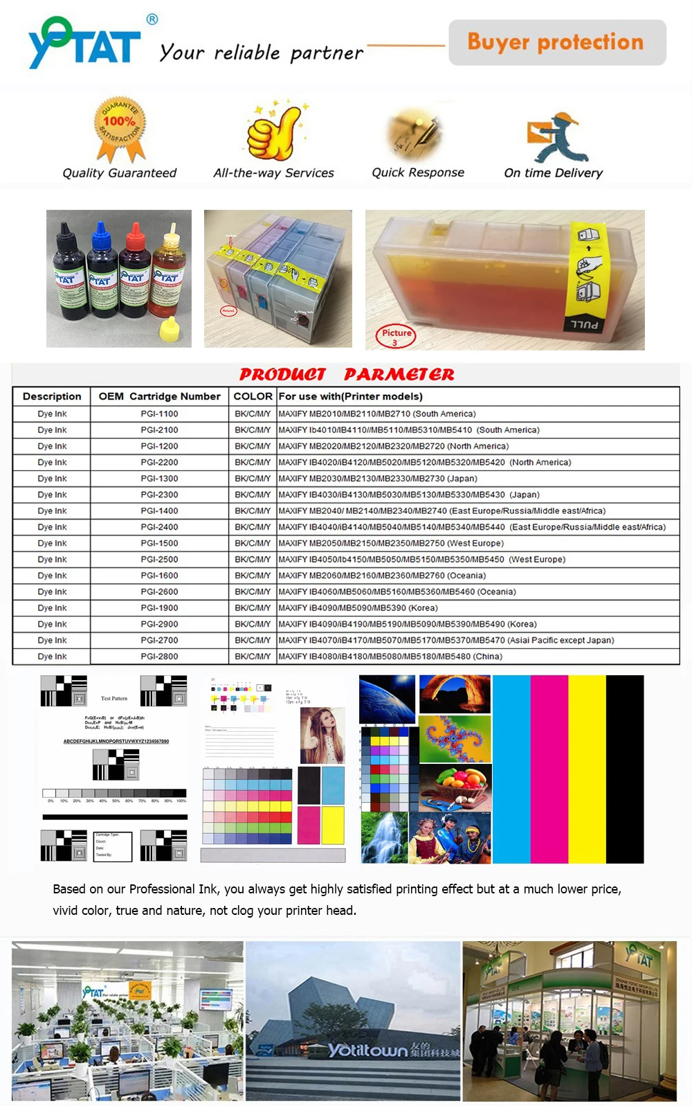 4×100ml Dye Ink Refill Ink for Canon PGI-1100 PGI-1200 PGI-1400 PGI-1500 PGI-2400 PGI-1600 PGI-2600 PGI-2700 PGI-2800 PGI-2900