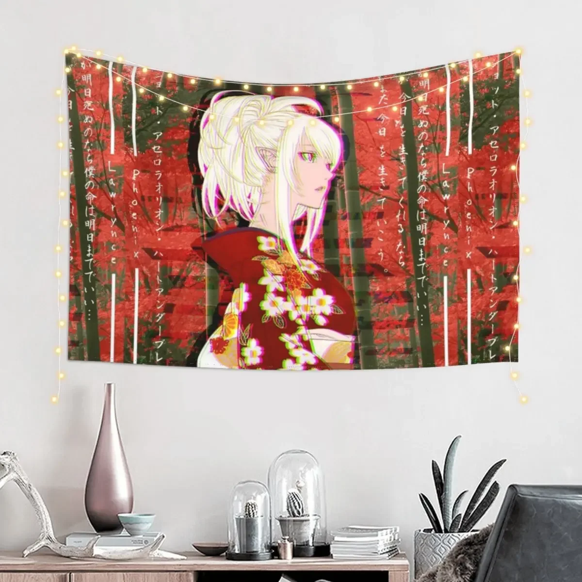 Kiss Shot Yukata Glitch Tapestry Tapete For The Wall Cute Room Things Wall Mural Aesthetics For Room Tapestry