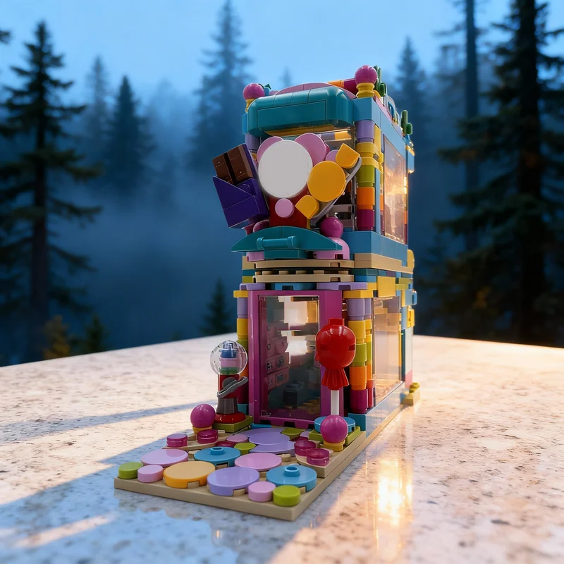 

512 деталей MOC: Модульный конструктор «Магазин сладостей» (альтернативная модель), строительные блоки, игрушка-конструктор, рождественский подарок для детей