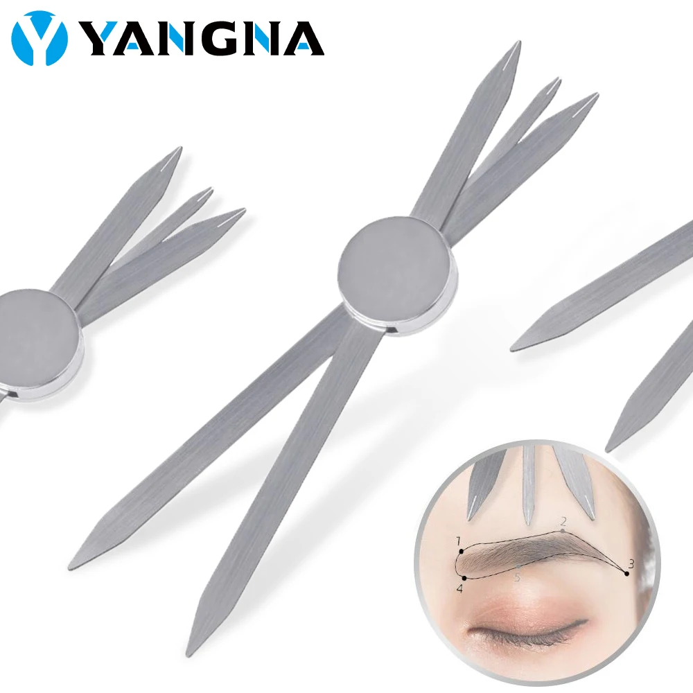 Silver Eyebrow Ruler Compass Stainless Steel Microblading Caliper Ratio Eyebrow Stencil Positioning Measure Tools Tattoo Supply