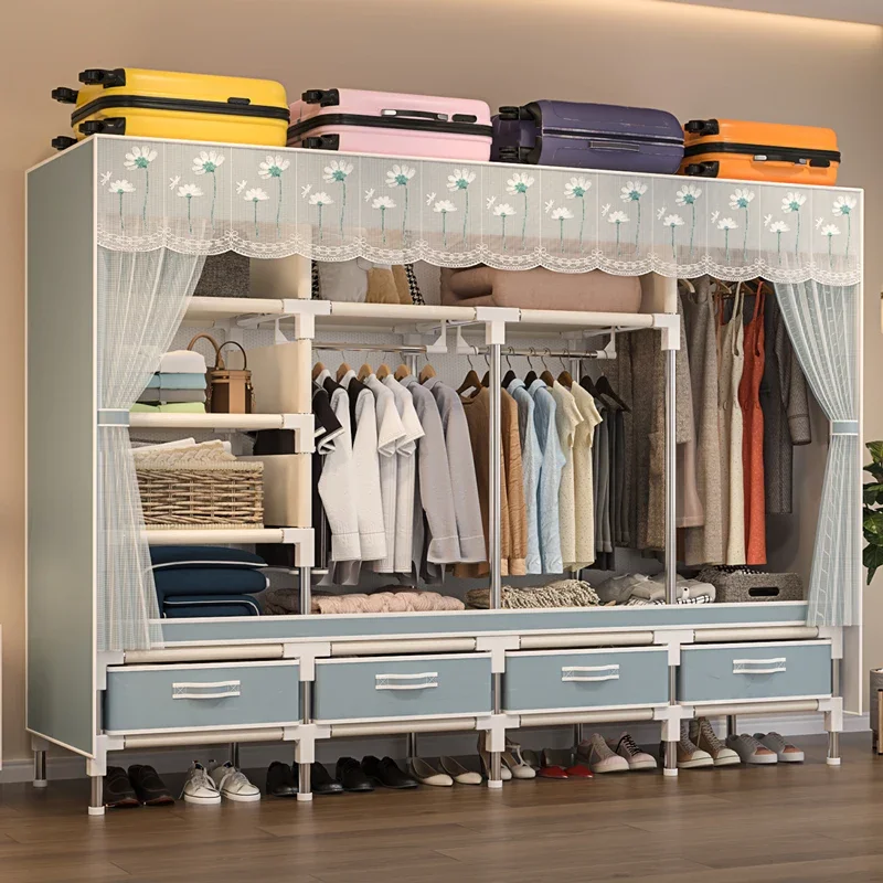 fabric wardrobe, large capacity wardrobe, portable clothes organizer, multi-layer closet, storage wardrobe for dorm