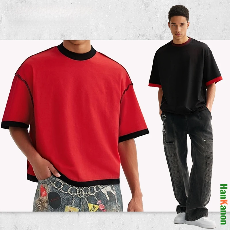 تي شيرت ذو وجهين للرجال والنساء |   40% قطن، طراز يومي متعدد الاستخدامات 250 جرام كبير الحجم