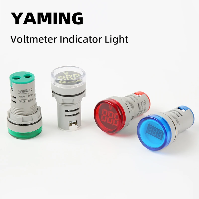 

22mm Round Digital Voltmeter 60-500V AC Volt Meter DIY Mini LED Indicator Light Display Tester Monitor Power Pilot Lamp