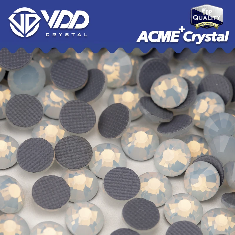 VDD 044 biały Opal z serii ACME + Hotfix kryształowe kryształowe Flatback Strass brokatowe kamienie 3D do majertek akcesoria odzieżowe