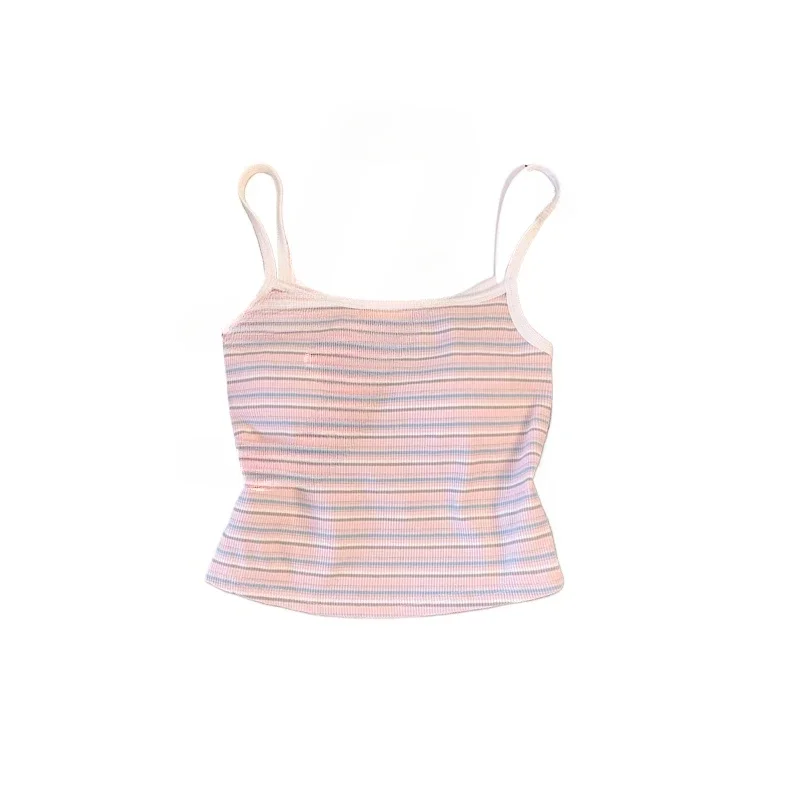 Summer dopamine wear a colorful striped tank top and women wear a padded back top