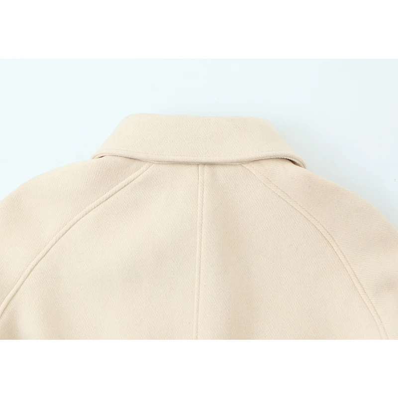 Yenkye 2025 feminino outono inverno quente elegante curto casaco de lã manga longa único breasted lapela gola alta rua outerwear