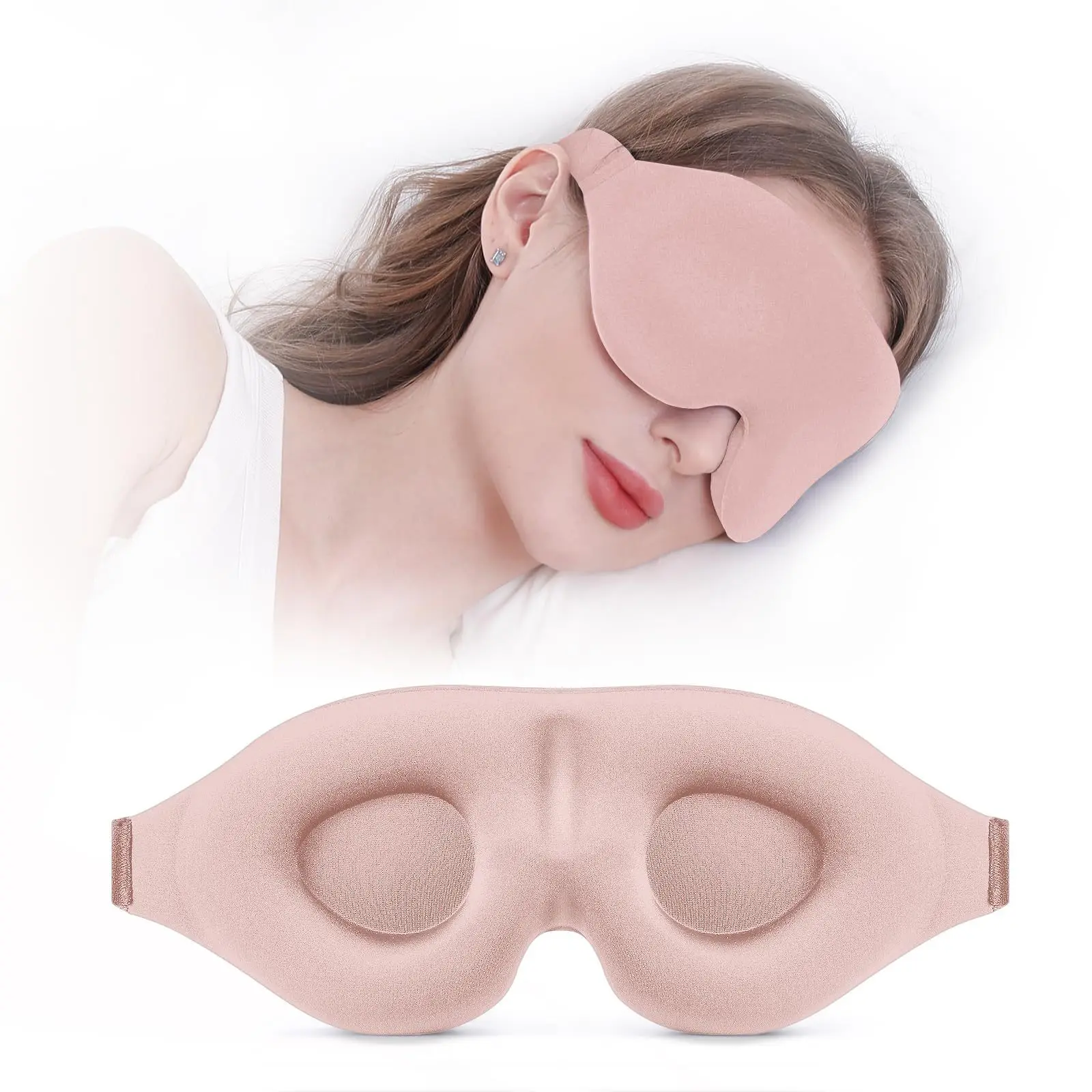 Contoured Sleep Mask for Total Darkness Rest Comfortable Breathable Fabric Travel Nap Relax Anti Light Pressure Relief Cover