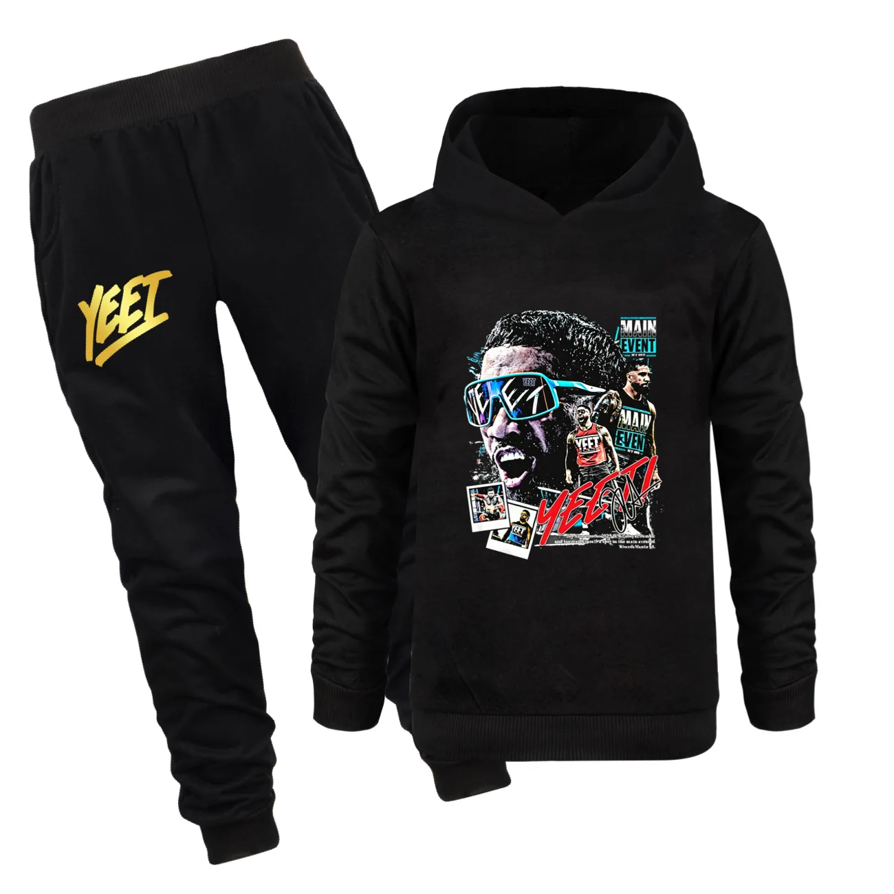 2026 Jey Uso Yeet Hoodies Kids Wrestler Lovers Clothes Boys Hooded Tracksuits Children Fashion Casual Sweatshirts Pants 2pcs Set