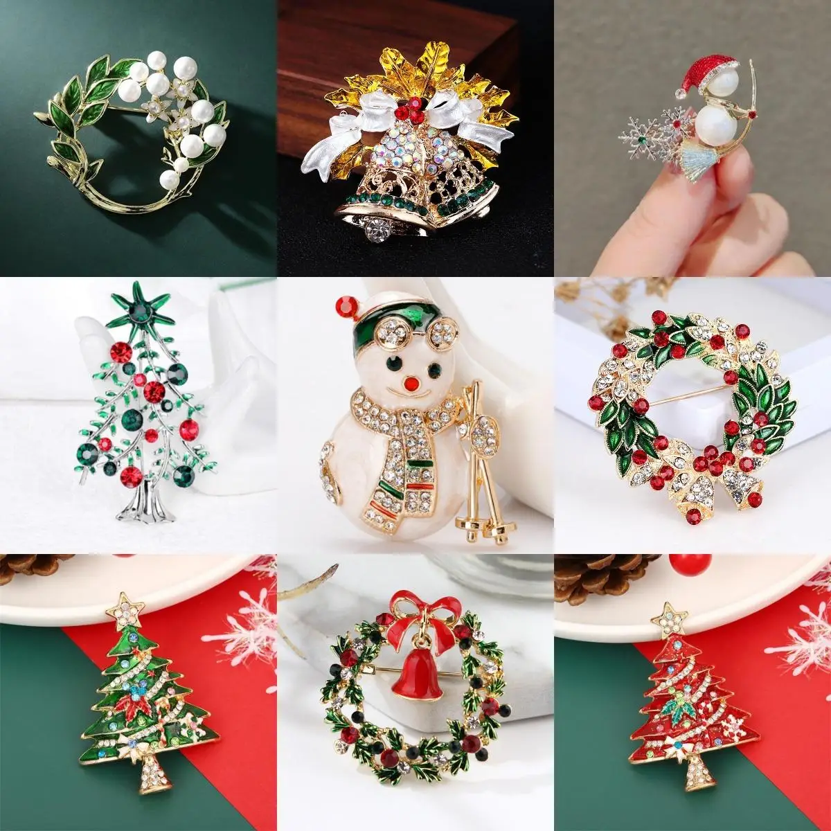 1PC Women's Christmas Fashion Bell Snowman Brooch Pendant Clothing Pin Accessories Design Sense Jewelry Holiday Gift