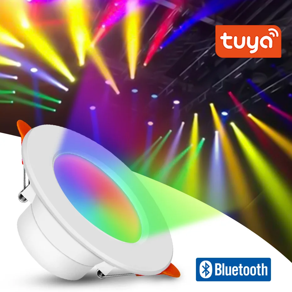 

Tuya Smart LED Downlight AC 110V AC 220V CCT RGB Spotlight Bluetooth Control Dimmable Round Recessed Ceiling Lamp Sync Music