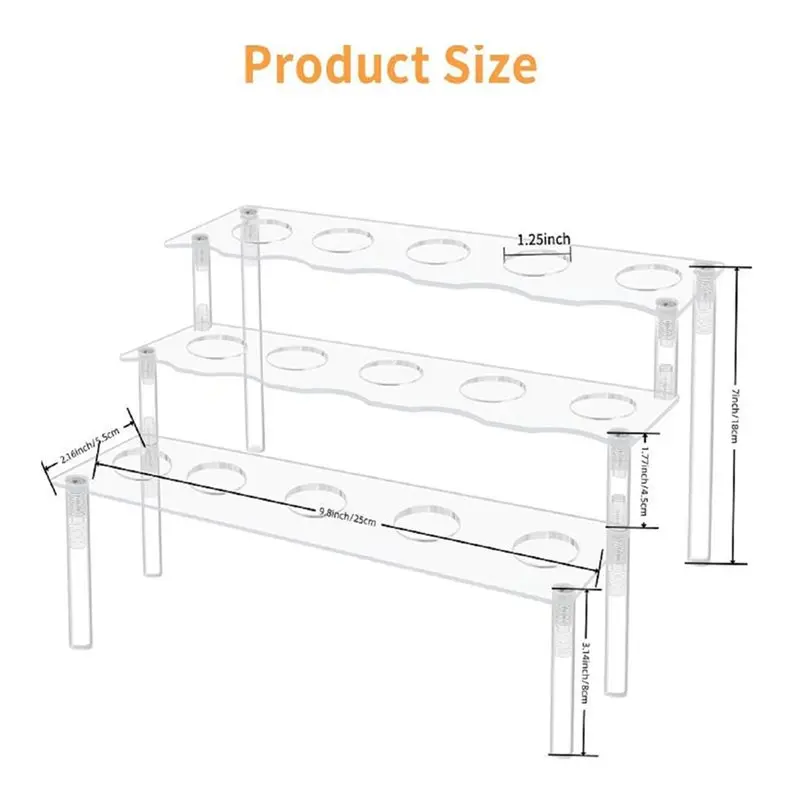 THIVN-3X 15 Holes Ice Cream Cone Holder Acrylic 3 Layers Snack Holder Display Snack Popcorn Paper Cones Stand For Home Decor