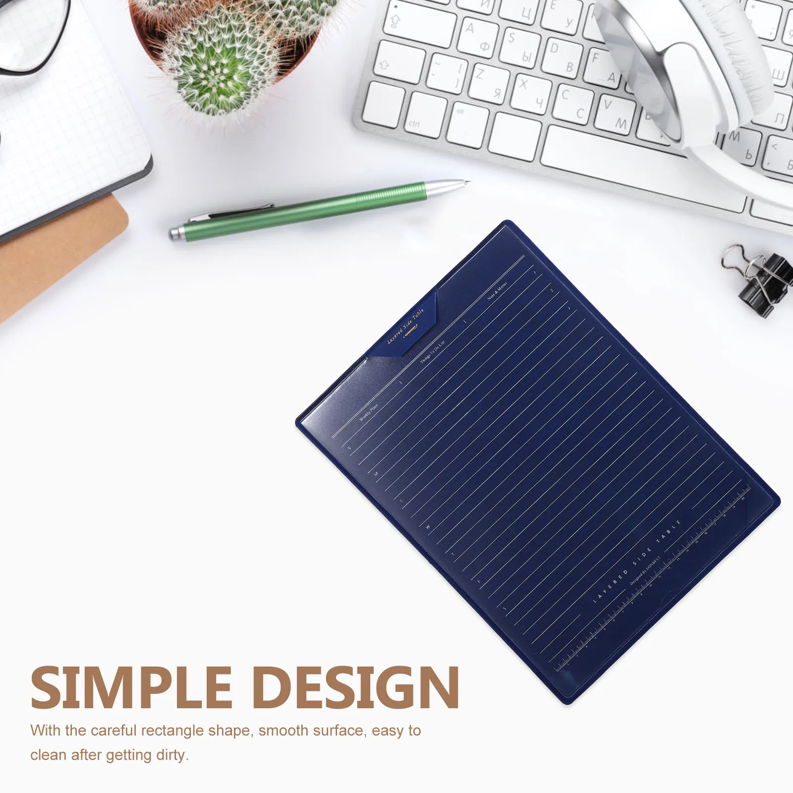 

Layered Mouse Pad Waterproof Rectangular PU Writing Surface Smooth Multi-Use Desk Pad for Gaming Office Laptop