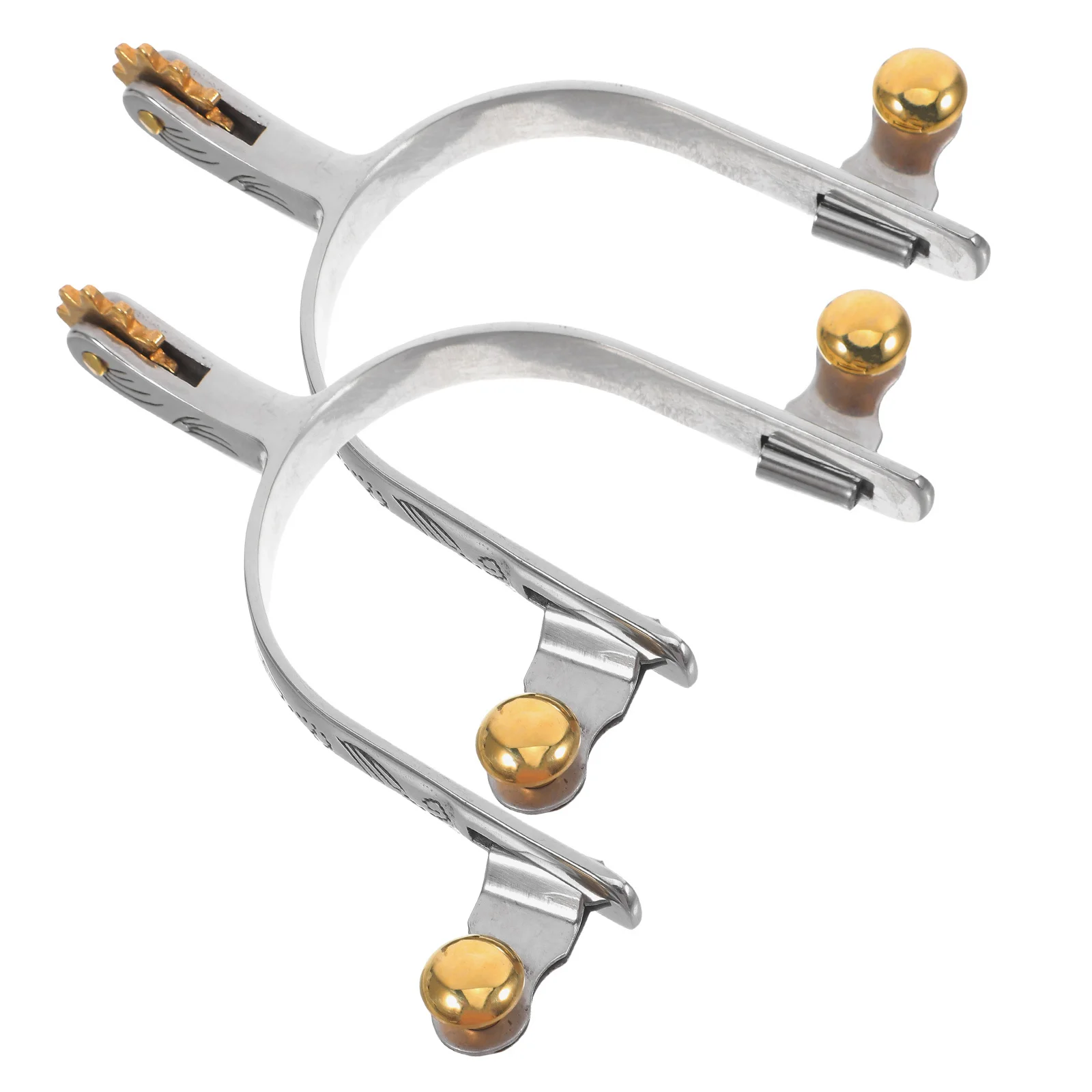 

2pcs Stainless Steel Cowboy Copper Gear Design For Western Costume Trail Riding Horse Tack Accessories Spur Straps