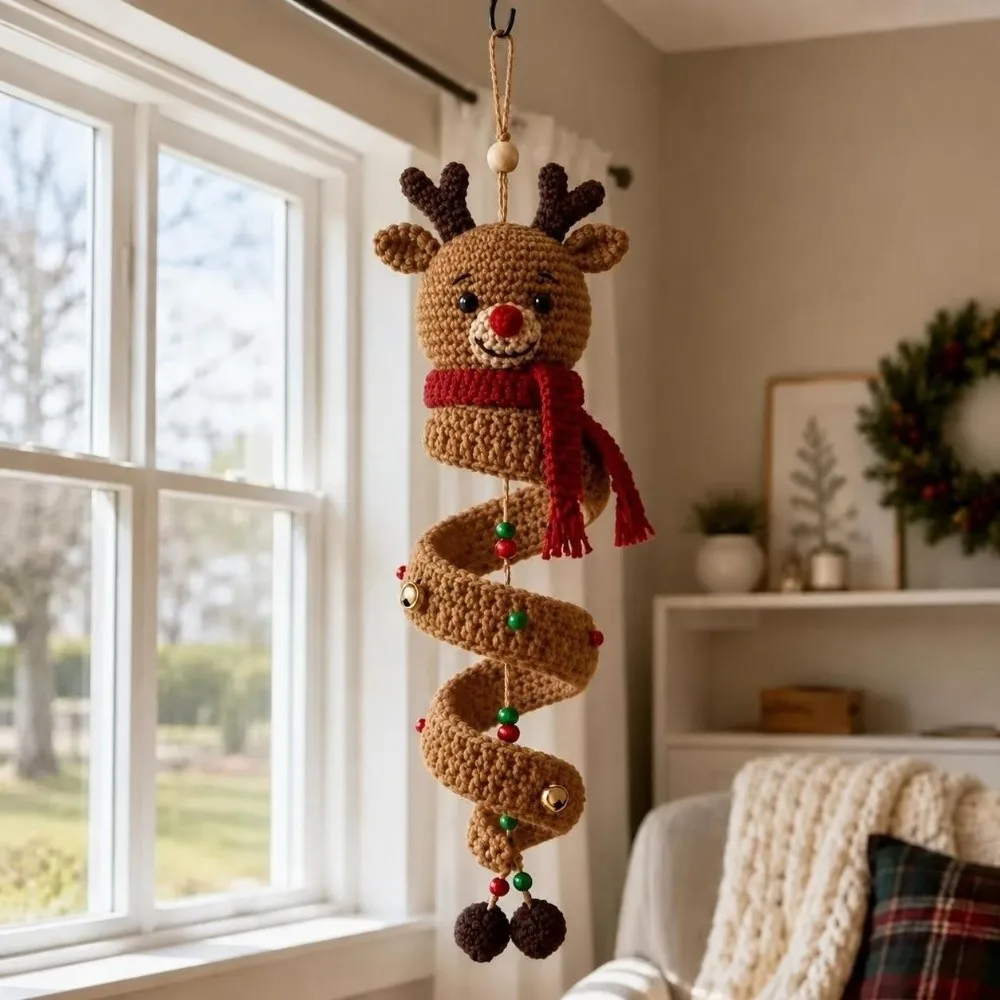 Beginner Friendly Christmas Crochet DIY Kit Hademade Yarn Project Snowman Spiral Ornament Making Kit Hanging