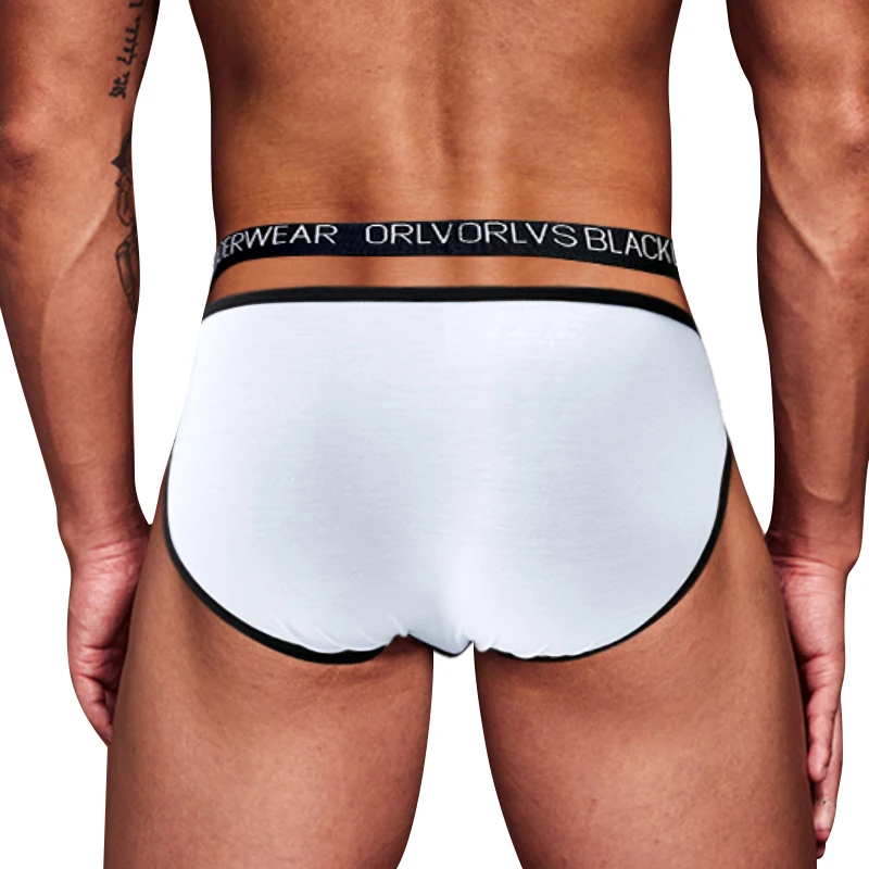 ORLVS-ropa interior Sexy Gay para Hombre, bragas modales convexas en U, Calzoncillos transpirables