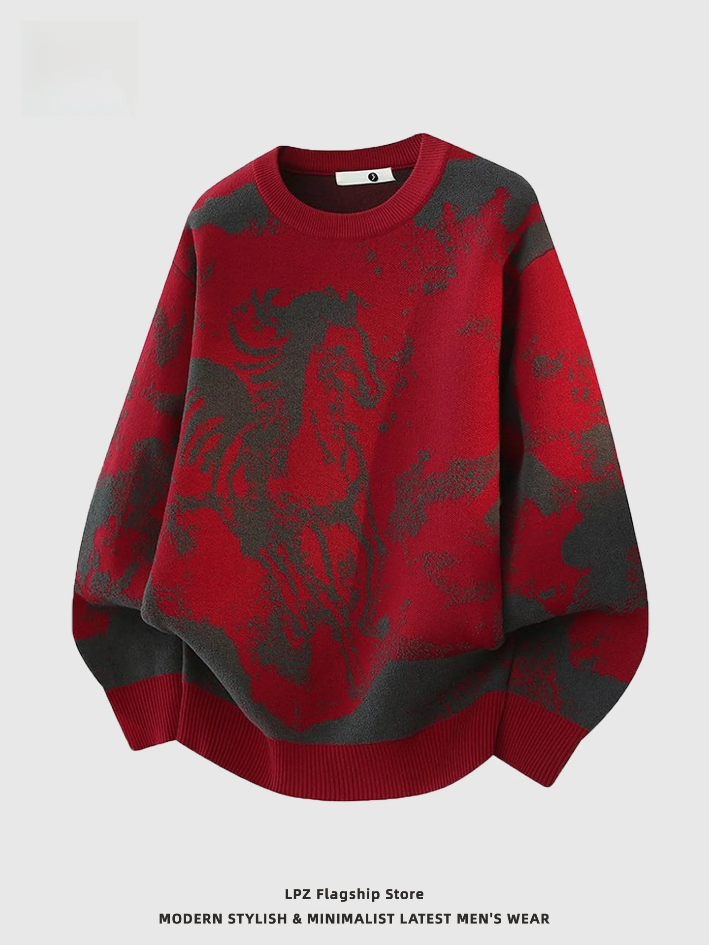 

Red Knitted Sweater round Ne Casual Sle Winter Faion Men's Inner Wear 2026 Year Clothing Soft Polyester Fiber