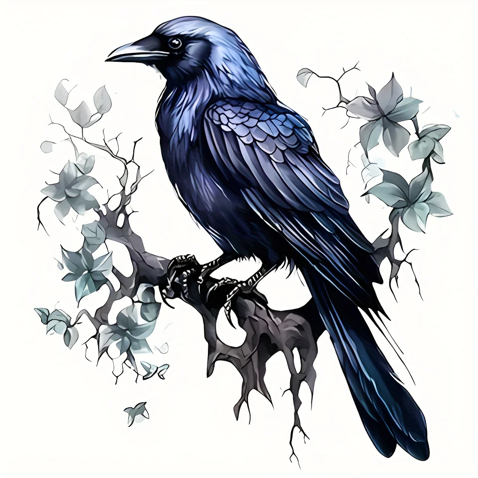 1Pc Gothic Raven Vinyl Sticker, 2D Flat Glossy Self-Adhesive Decal for Car Laptop Phone Window Wall Motorcycle, Halloween Decor