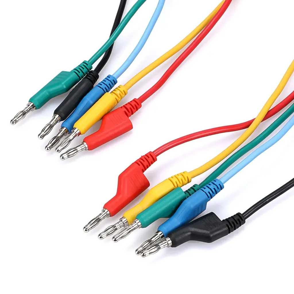 5pcs Banana to Banana Plug Test Lead Set 4mm Stackable Banana Plug Wire Test Cable Lead for Multimeter Electrical Test 1000V/15A