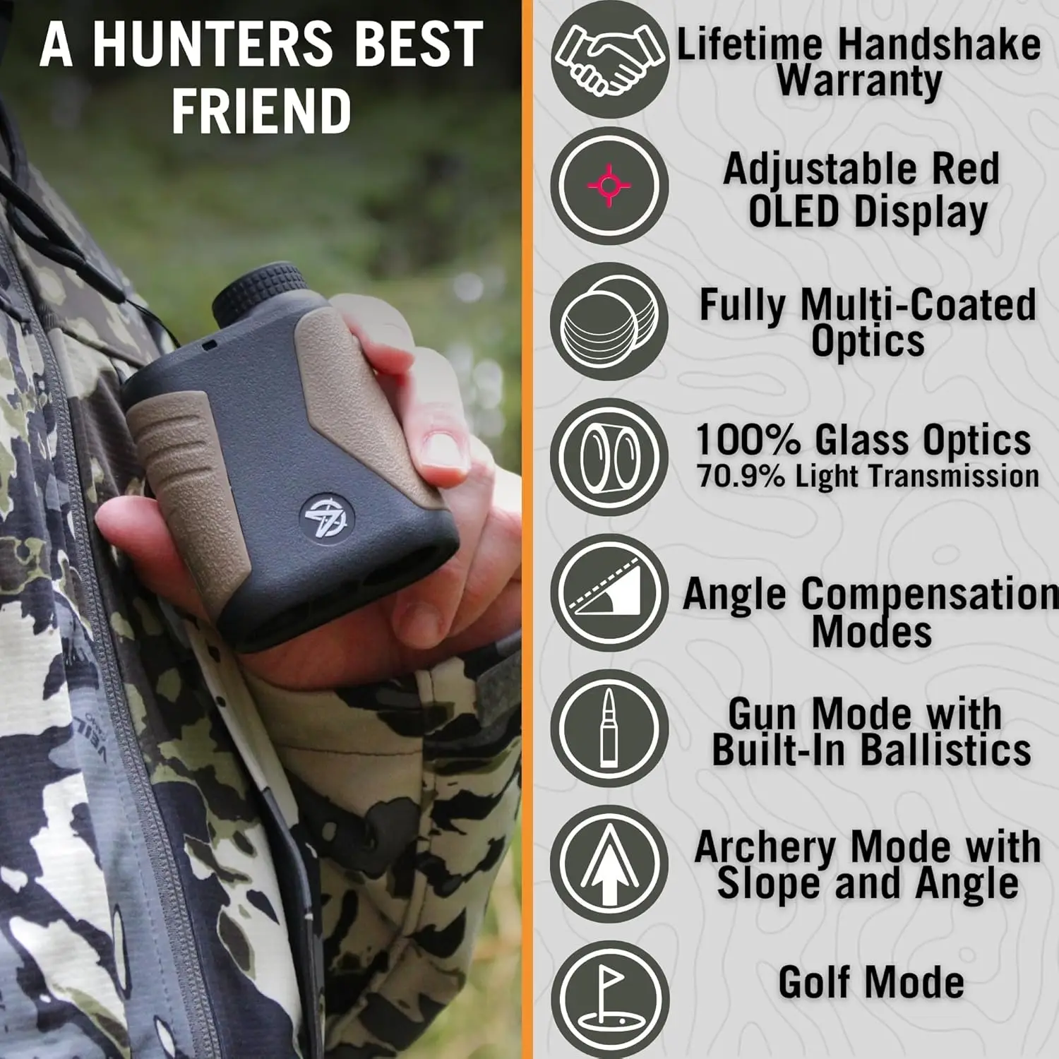 2400yd Rangefinder for Hunting, Shooting, & Display Fast 0.1s and Accurate +/-1 yd