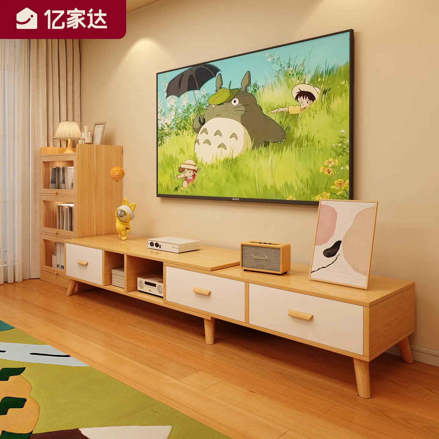 

Телескопический шкаф для телевизора, гостиная, небольшая квартира, новинка 2025 года для хранения и хранения вещей, встроенный современный простой шкаф для телевизора