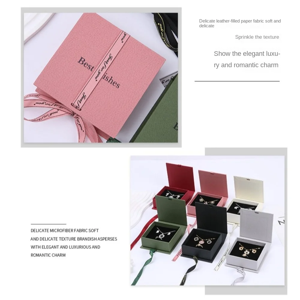

Flip-Top Jewelry Packaging Bag Luxury Storage Bow Tied Jewelry Box Portable Solid Color Jewelry Display Holder