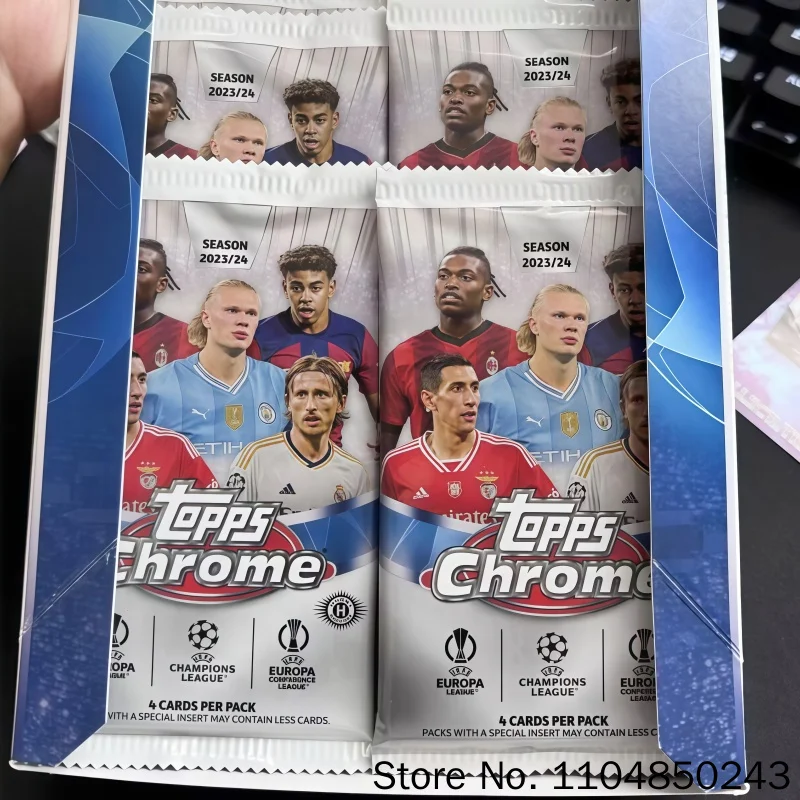 Tarjetas Coleccionables de Fútbol Topps Chrome, UEFA Champions League Europa 2023 2024, Aqua Prism Parallel, para Coleccionistas