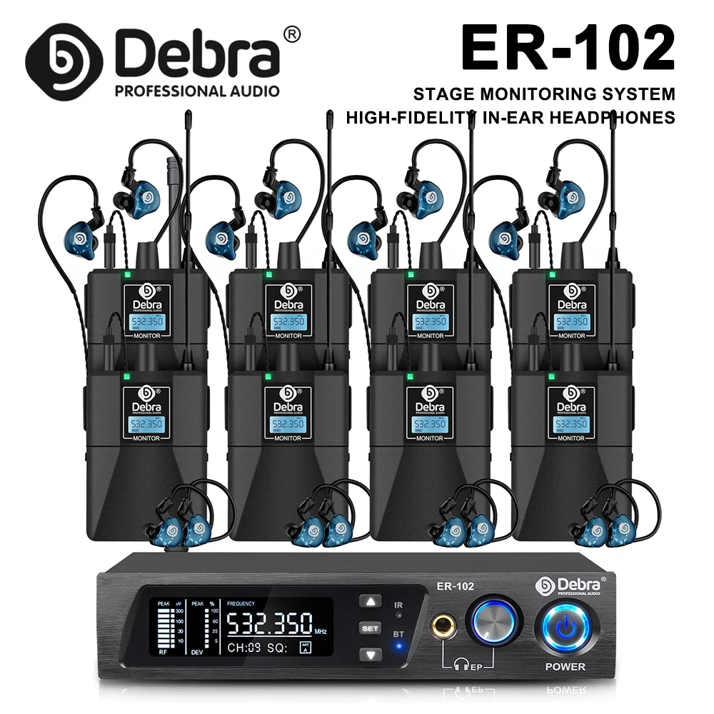 

Беспроводная система мониторинга Debra ER-102 UHF, Bluetooth 5.0, многоканальное переключение каналов, для сценических выступлений и выступлений групп