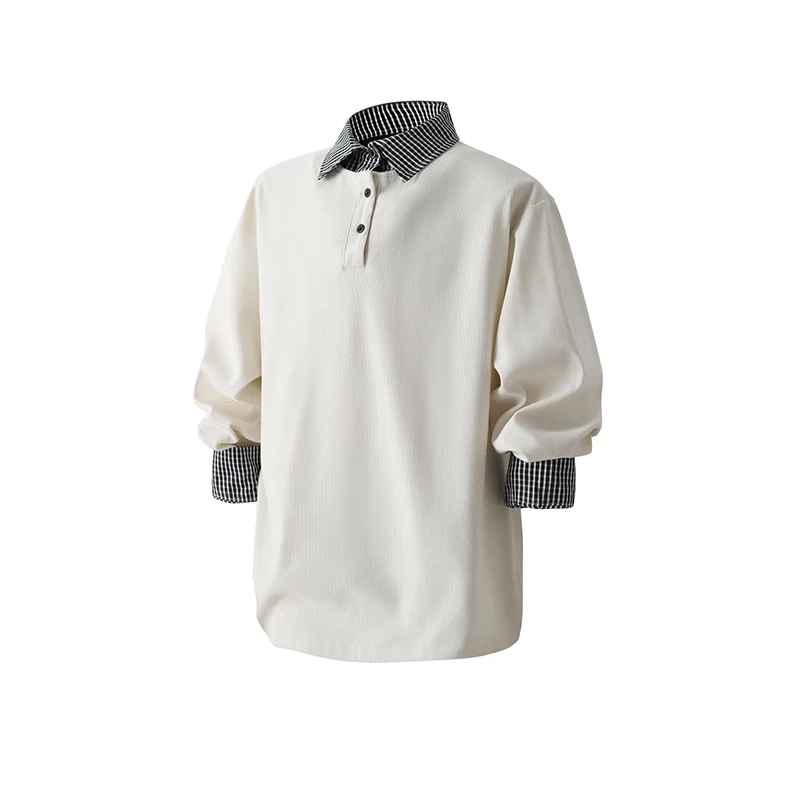 

Мужская клетчатая рубашка с длинным рукавом, воротником-стойкой, имитация двухслойности, весна-осень, новая коллекция, американский уличный стиль, пэчворк, яркий топ