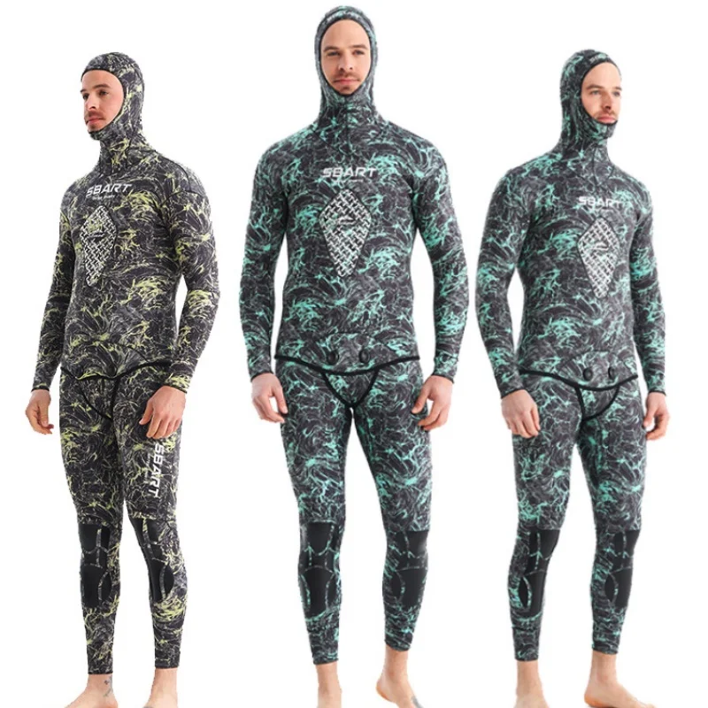 3mm Camouflage Fish Hunting Suit Split Super Stretch Diving Suit For Men Fishing Snorkeling Swimming Hunting Semi-dry Wetsuit