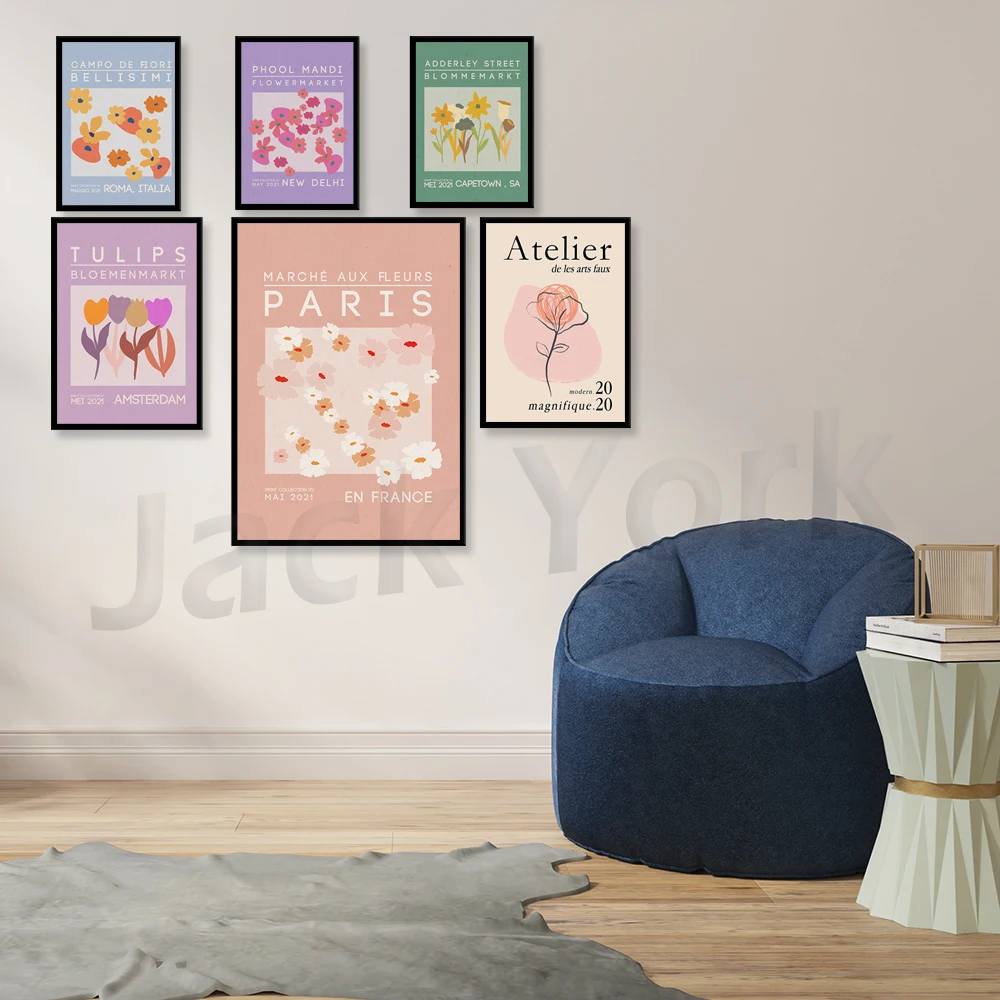 Amsterdam Flower Market Graphic Design Printable, Tulips from Amsterdam wall art, Trendy Purple and Lilac Room Decor