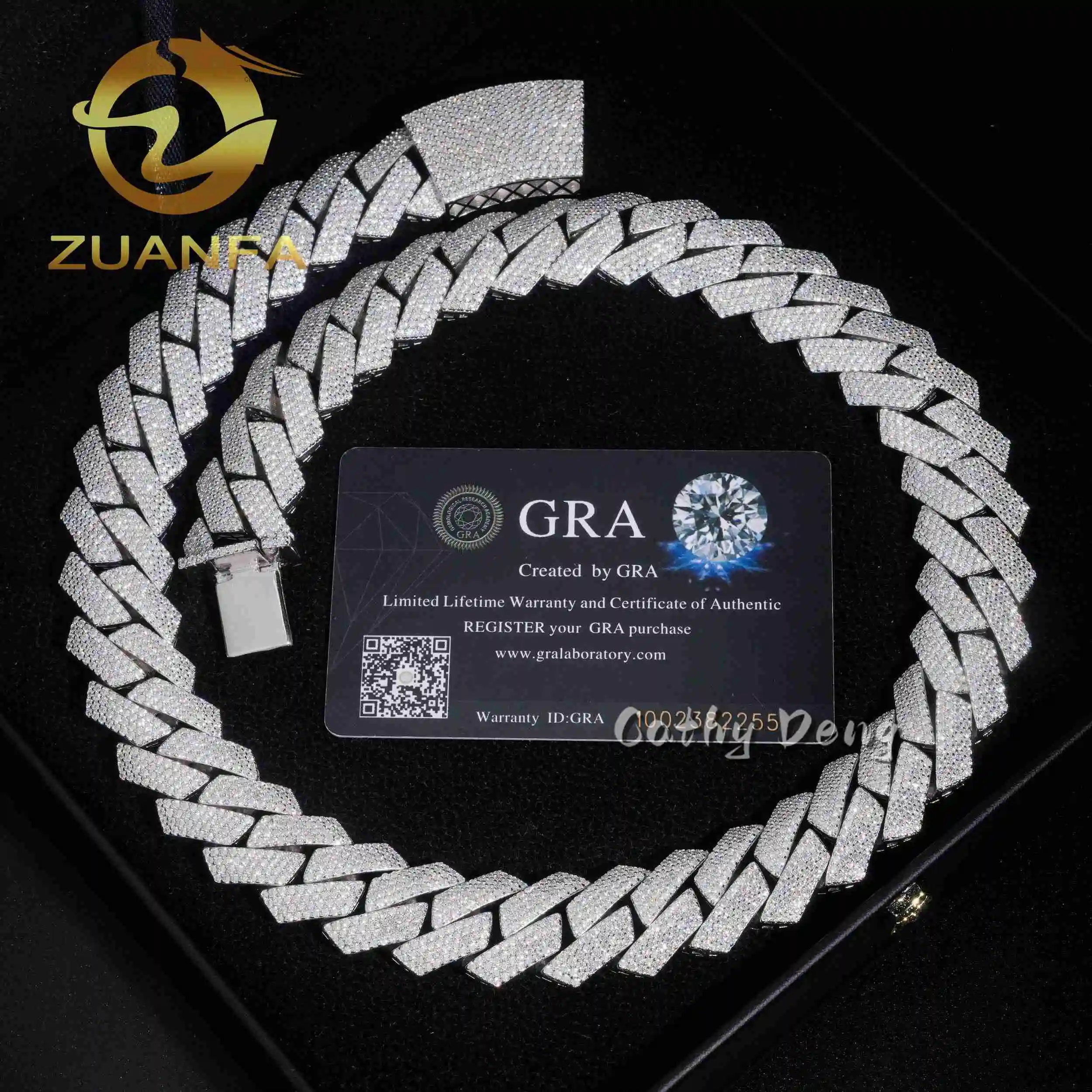 Hollow New Back Hip Hop Jewelry Iced Out Men Cuban Link Chain 20mm 4 Rows 925 Silver Moissanite Men Miami Cuban Link..