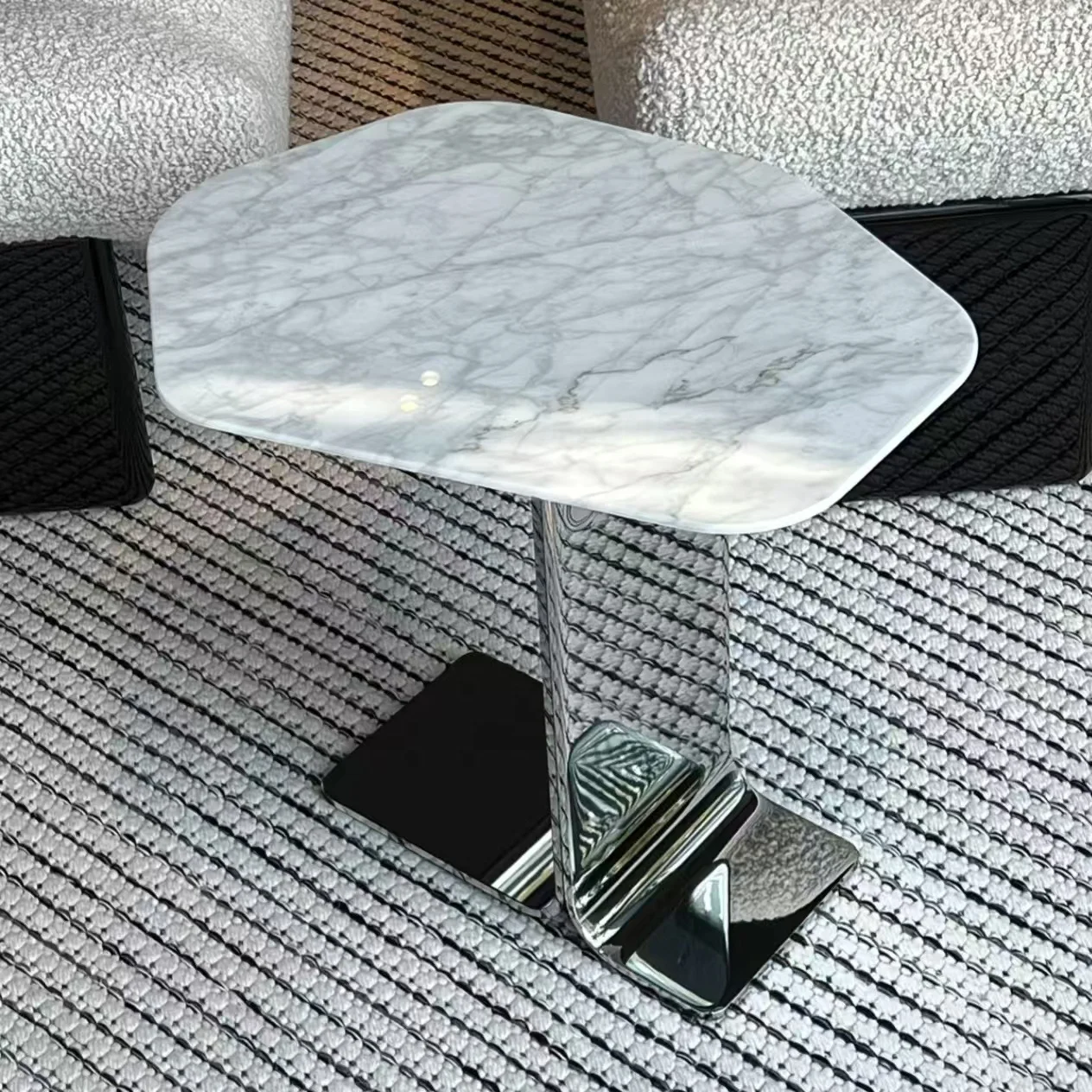 Light  Natural Marble Side Table Irregular-shaped Sofa Artistic Minimalist Living Room Creative Coffee Table