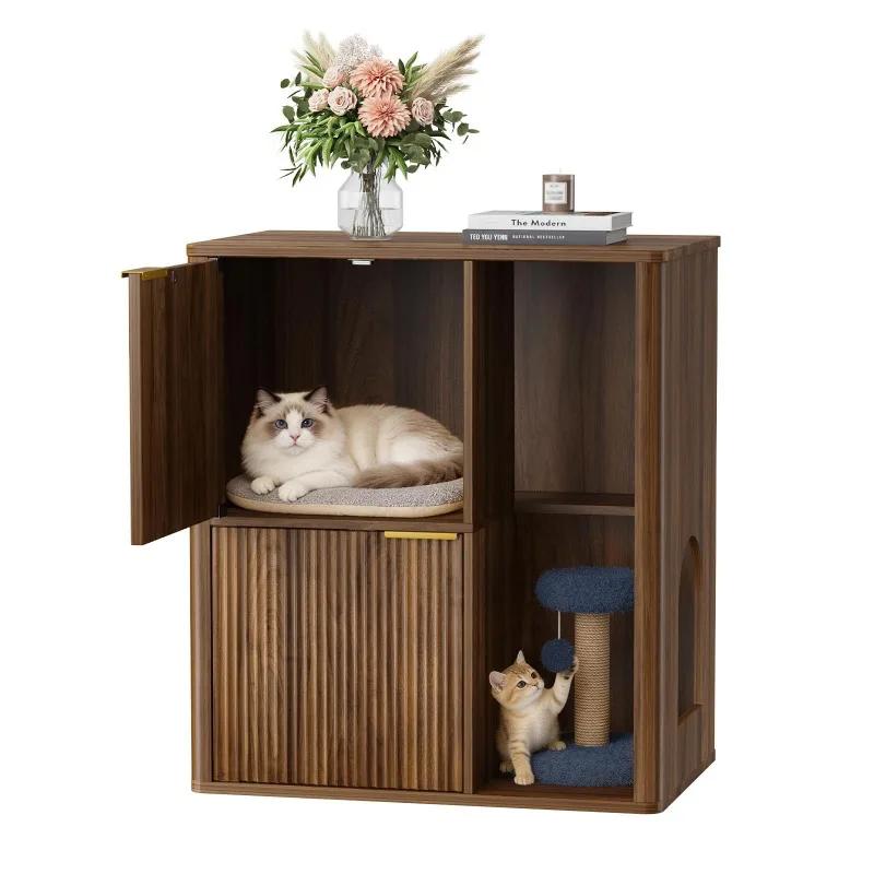 Double cat litter box Hidden double slot, double cat litter box cabinet