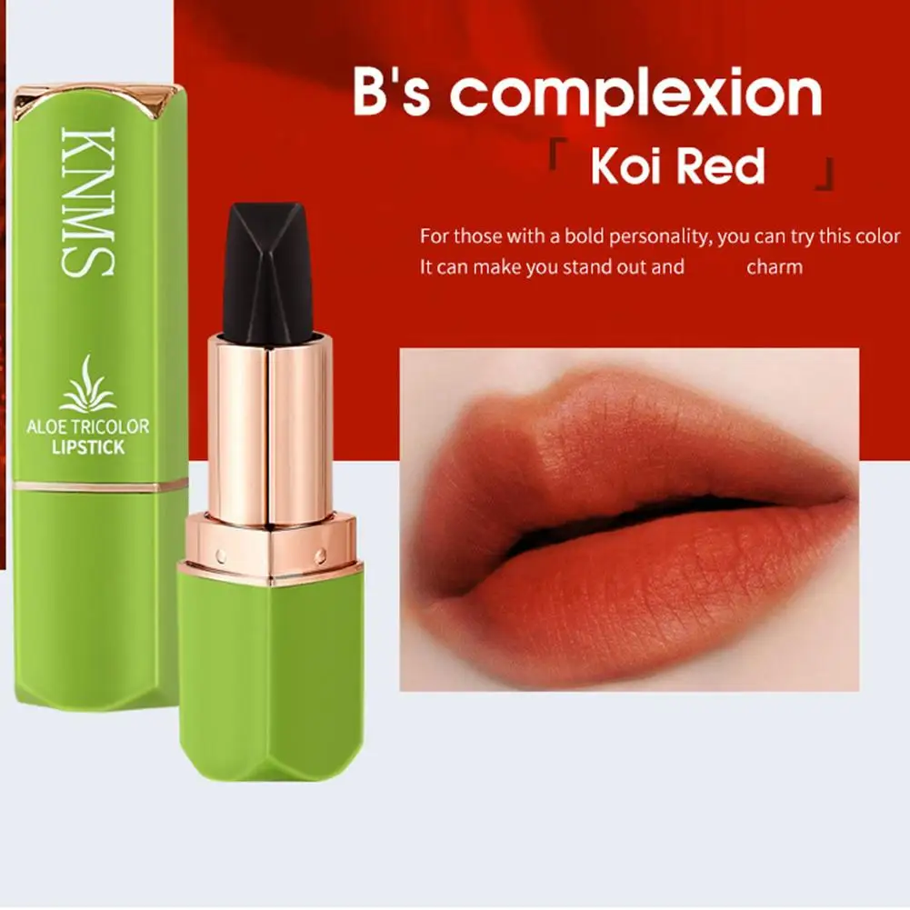 Natural Aloe Vera Tricolor ลิปสติก Long Lasting Moisturizing Smooth Texture ไม่ระคายเคืองลิปสติกเปลี่ยนสี Lip Balm
