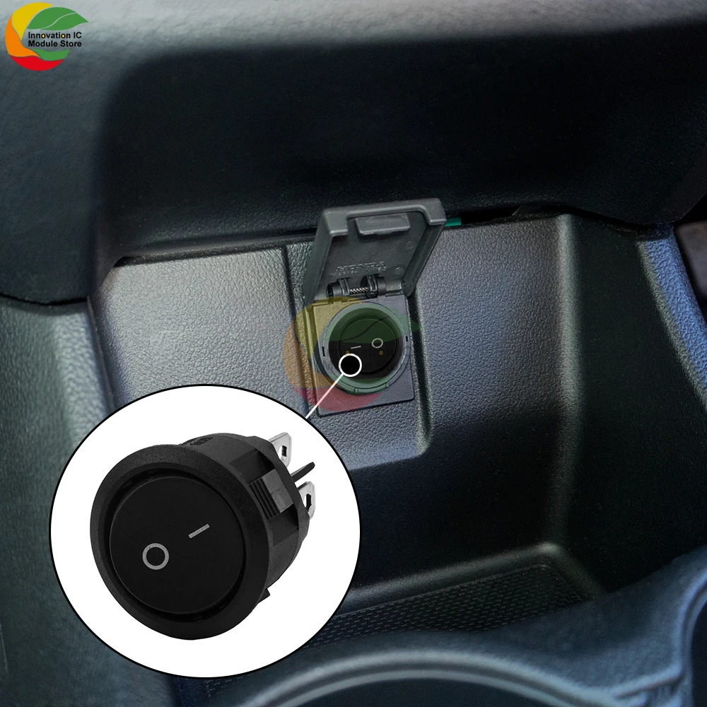 Round Rocker Power Switch AC 6 Pin 2 Position ON/Off Power Switch Black Button for Car Boat Rocker Switch Toggle KCD1-206