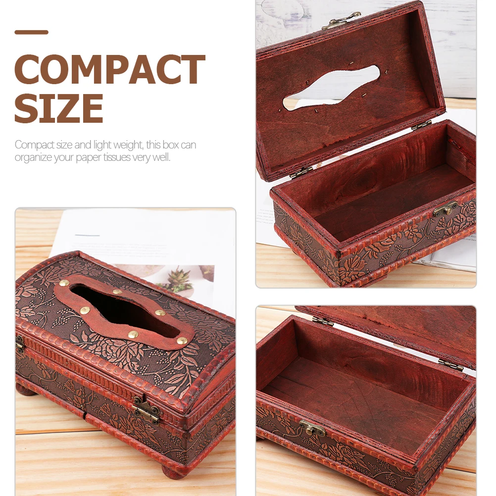 

Wooden Paper Pump Box Tissue Holder Napkin Case Storage Boxes Classic Room Bedroom Office Bathroom