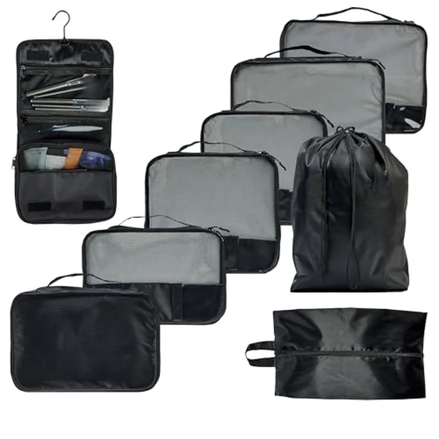 

Packing Cubes Set Cute Floral Travel Organizer Bags for Suitcase Neutral Aesthetic Packing Cubes for Family Black