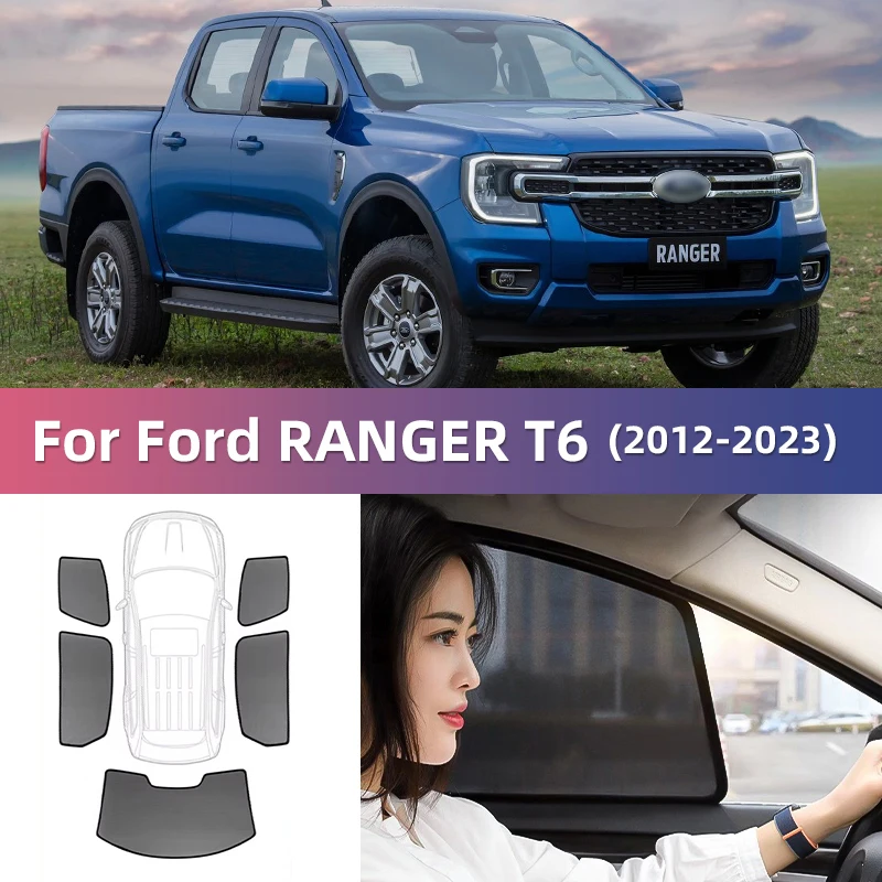 

Для Ford RANGER T6 2012-2023 автомобильный солнцезащитный козырек, передняя рамка лобового стекла, занавеска на заднее детское боковое окно, солнцезащитный козырек