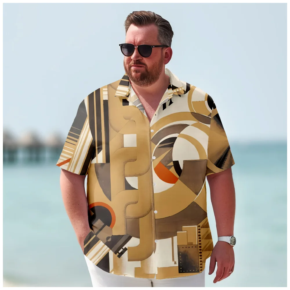 

Geometry Shirts Printed Hawaiian Summer Graphics Dress Shirt Short Sleeve Streetwear Beach Casual Camisas Mens Clothing